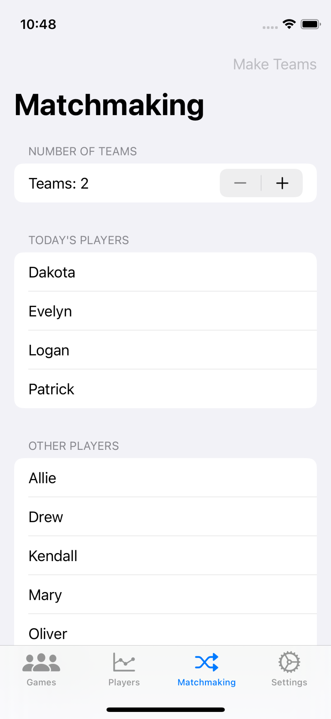 Skill-Based Matchmaking screenshot